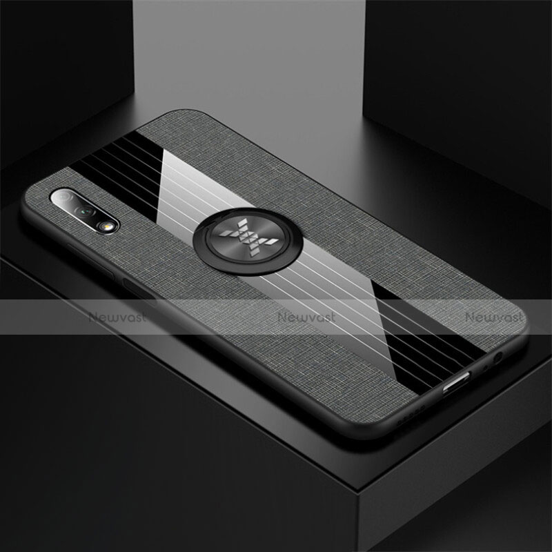 Ultra-thin Silicone Gel Soft Case Cover with Magnetic Finger Ring Stand for Huawei P Smart Z (2019) Gray