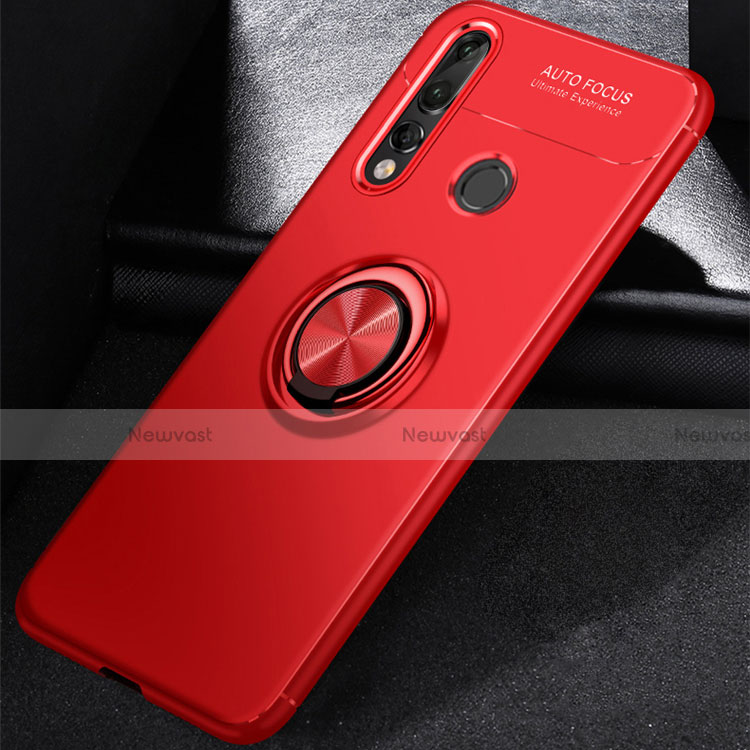 Ultra-thin Silicone Gel Soft Case Cover with Magnetic Finger Ring Stand for Huawei P30 Lite Red