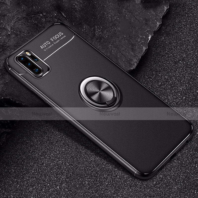 Ultra-thin Silicone Gel Soft Case Cover with Magnetic Finger Ring Stand for Huawei P30 Pro New Edition