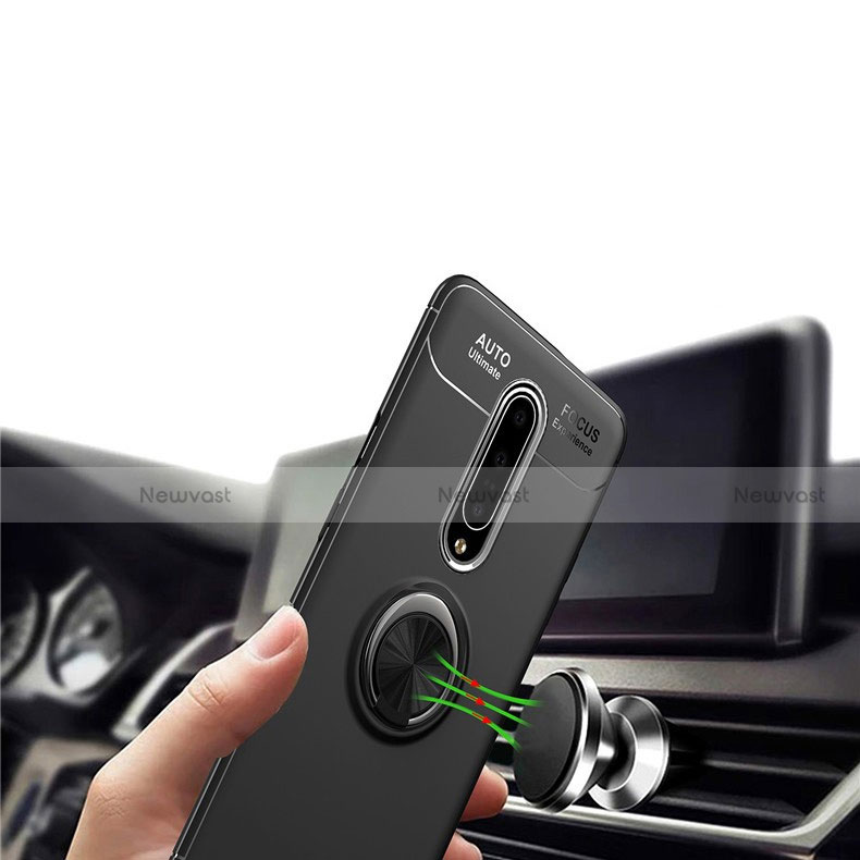 Ultra-thin Silicone Gel Soft Case Cover with Magnetic Finger Ring Stand for OnePlus 7 Pro