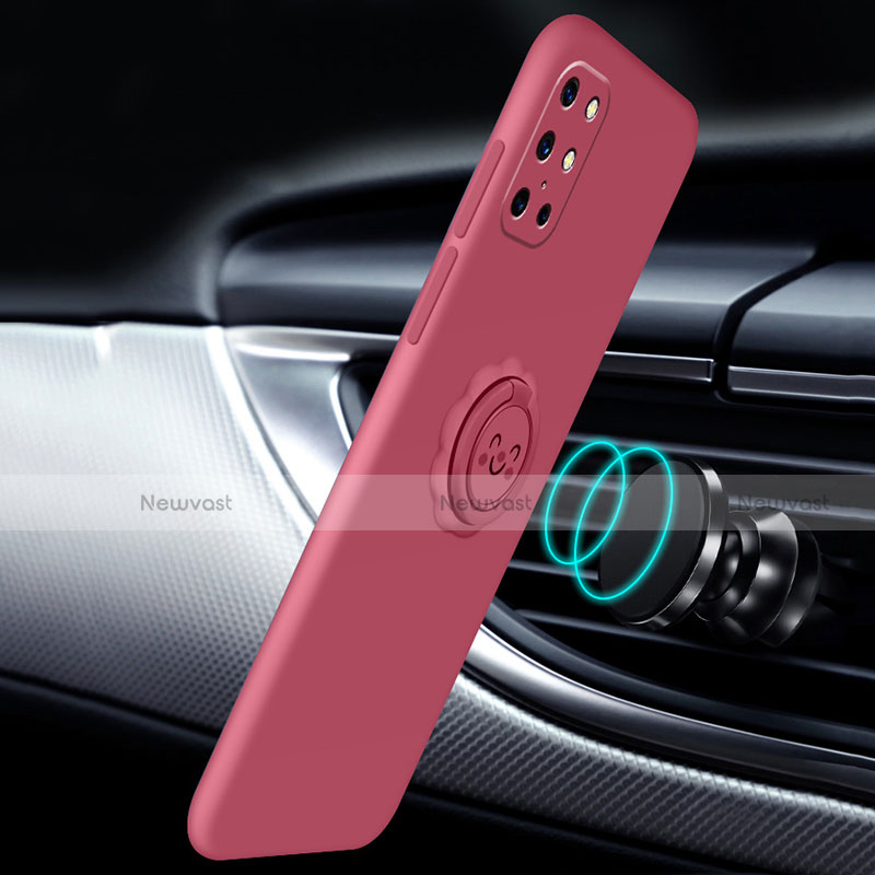 Ultra-thin Silicone Gel Soft Case Cover with Magnetic Finger Ring Stand for OnePlus 8T 5G