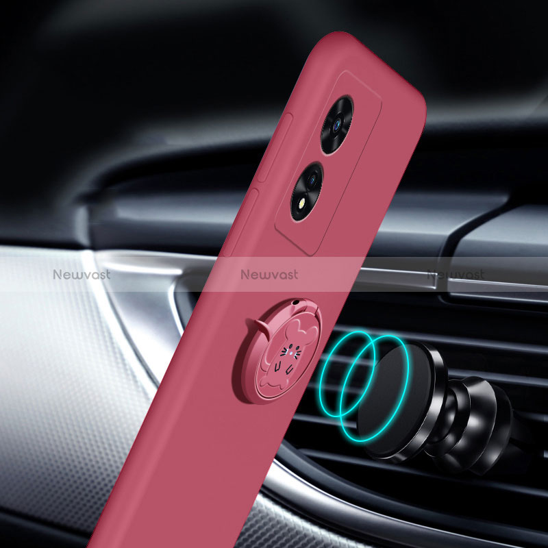 Ultra-thin Silicone Gel Soft Case Cover with Magnetic Finger Ring Stand for Oppo A1x 5G