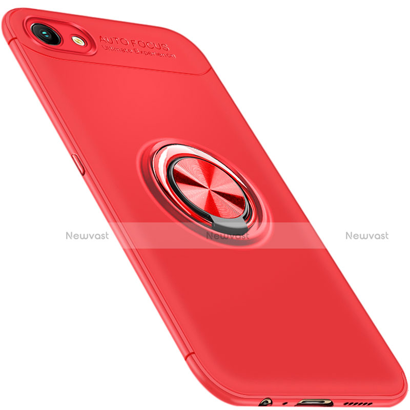 Ultra-thin Silicone Gel Soft Case Cover with Magnetic Finger Ring Stand for Oppo A3 Red