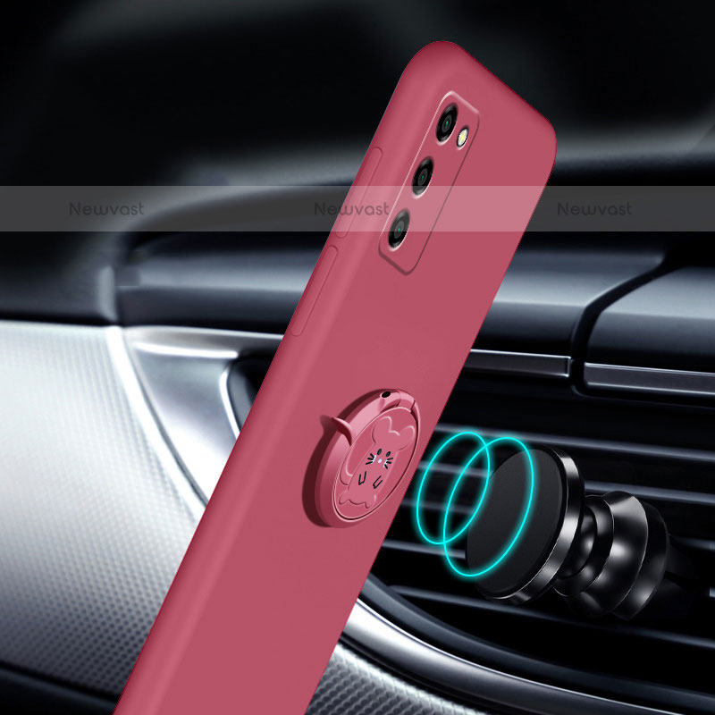 Ultra-thin Silicone Gel Soft Case Cover with Magnetic Finger Ring Stand for Oppo A55 5G