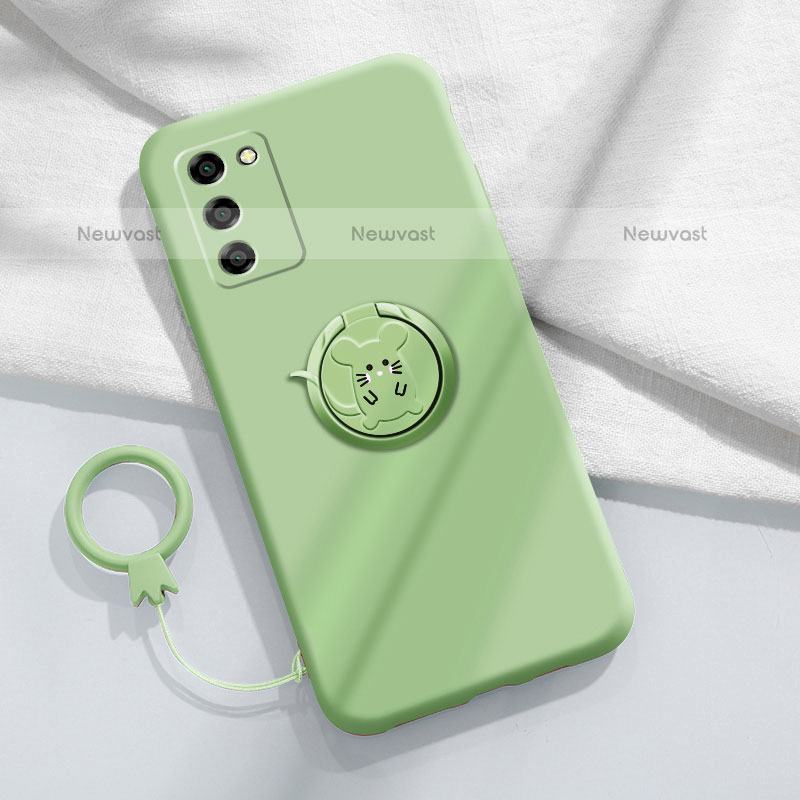 Ultra-thin Silicone Gel Soft Case Cover with Magnetic Finger Ring Stand for Oppo A55 5G