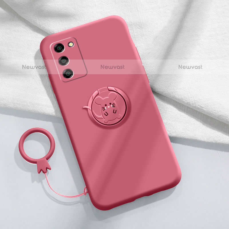 Ultra-thin Silicone Gel Soft Case Cover with Magnetic Finger Ring Stand for Oppo A55 5G