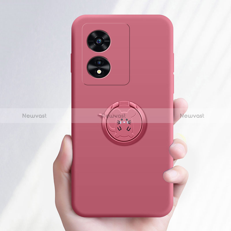 Ultra-thin Silicone Gel Soft Case Cover with Magnetic Finger Ring Stand for Oppo A98 5G