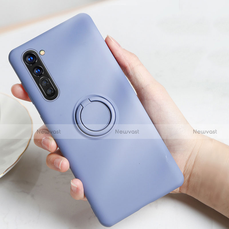 Ultra-thin Silicone Gel Soft Case Cover with Magnetic Finger Ring Stand for Oppo Find X2 Lite