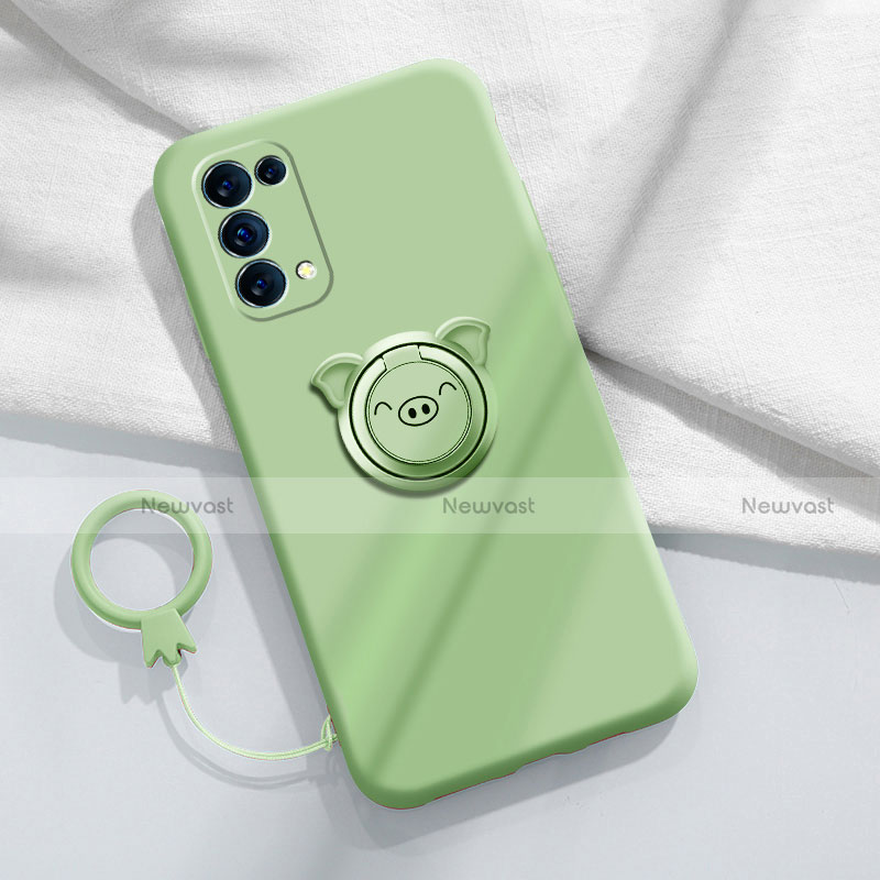 Ultra-thin Silicone Gel Soft Case Cover with Magnetic Finger Ring Stand for Oppo Find X3 Lite 5G