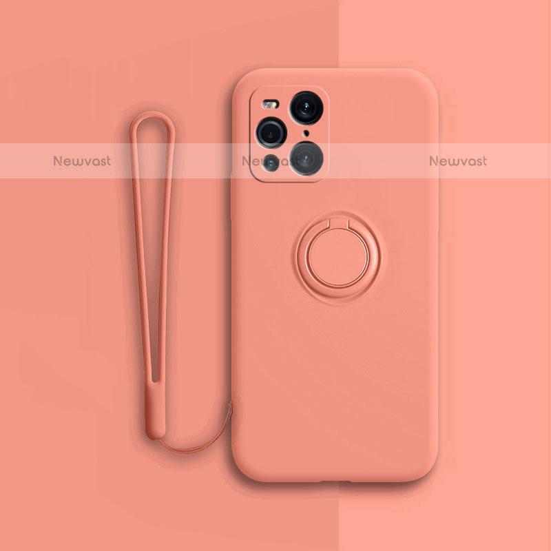 Ultra-thin Silicone Gel Soft Case Cover with Magnetic Finger Ring Stand for Oppo Find X3 Pro 5G