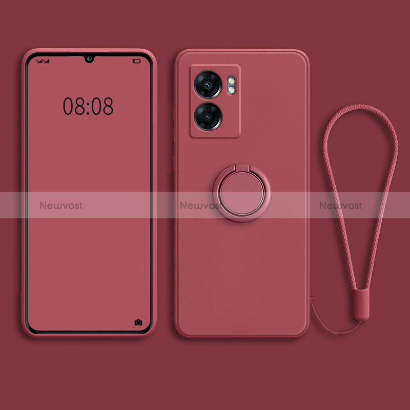 Ultra-thin Silicone Gel Soft Case Cover with Magnetic Finger Ring Stand for Oppo K10 5G India