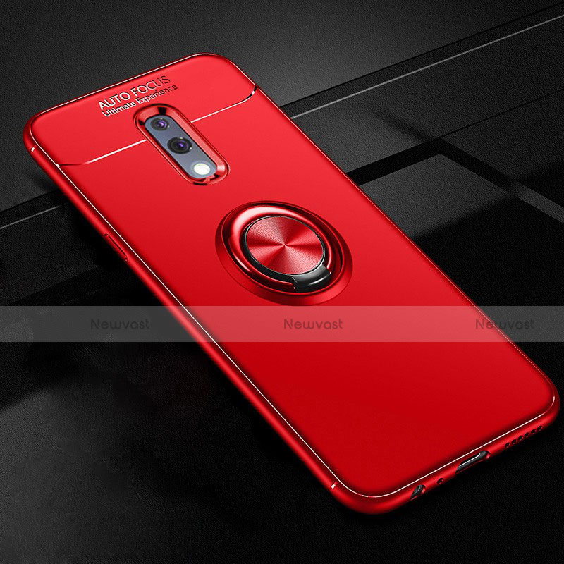 Ultra-thin Silicone Gel Soft Case Cover with Magnetic Finger Ring Stand for Oppo K3 Red