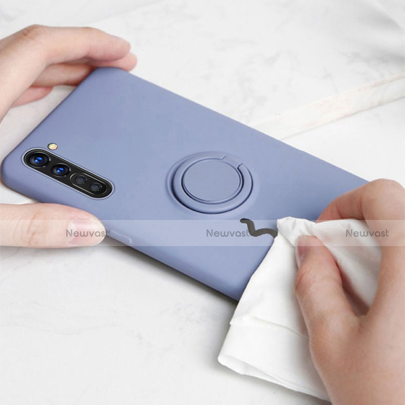 Ultra-thin Silicone Gel Soft Case Cover with Magnetic Finger Ring Stand for Oppo K7 5G