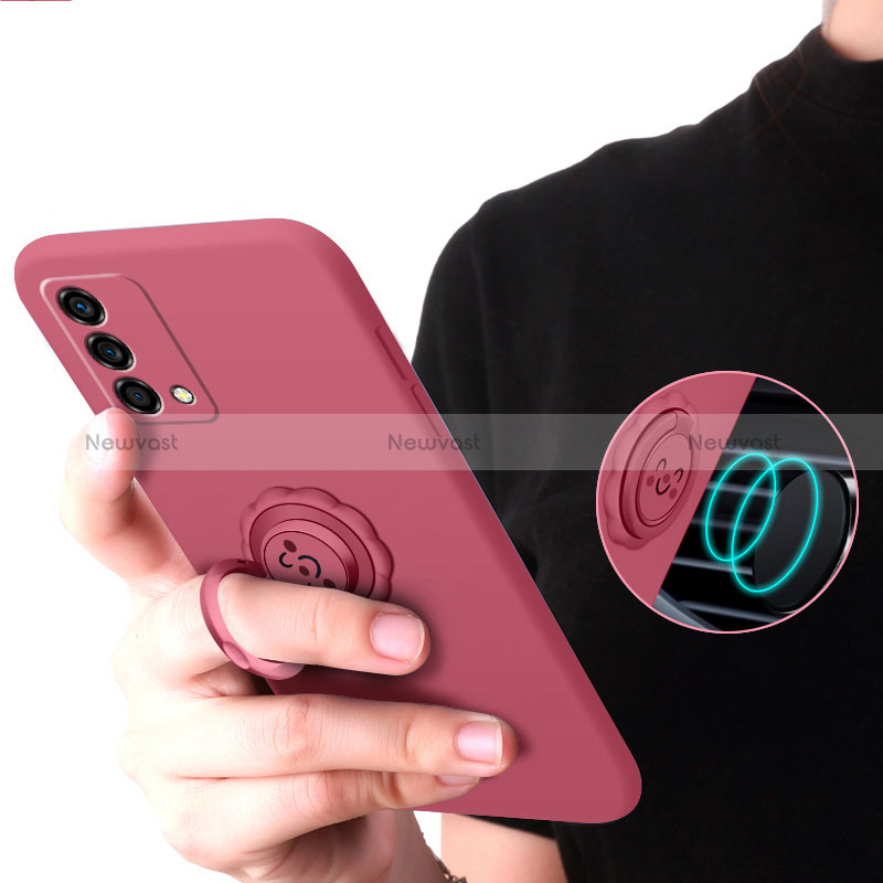 Ultra-thin Silicone Gel Soft Case Cover with Magnetic Finger Ring Stand for Oppo K9 5G