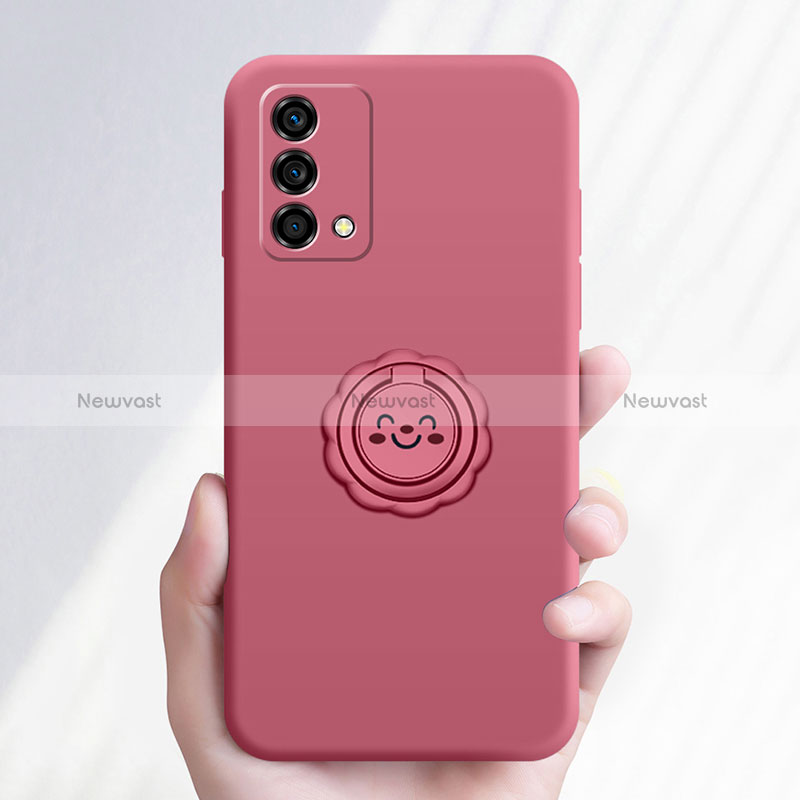 Ultra-thin Silicone Gel Soft Case Cover with Magnetic Finger Ring Stand for Oppo K9 5G