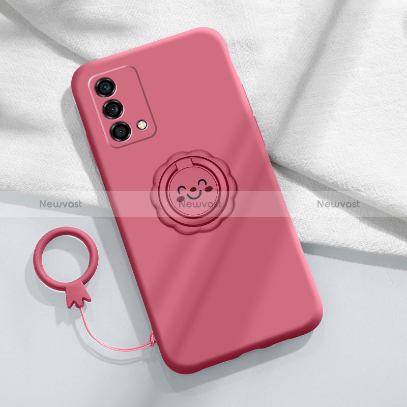 Ultra-thin Silicone Gel Soft Case Cover with Magnetic Finger Ring Stand for Oppo K9 5G