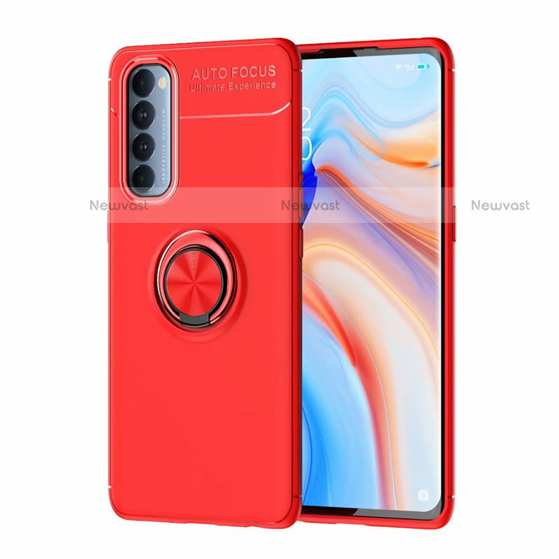 Ultra-thin Silicone Gel Soft Case Cover with Magnetic Finger Ring Stand for Oppo Reno4 Pro 4G