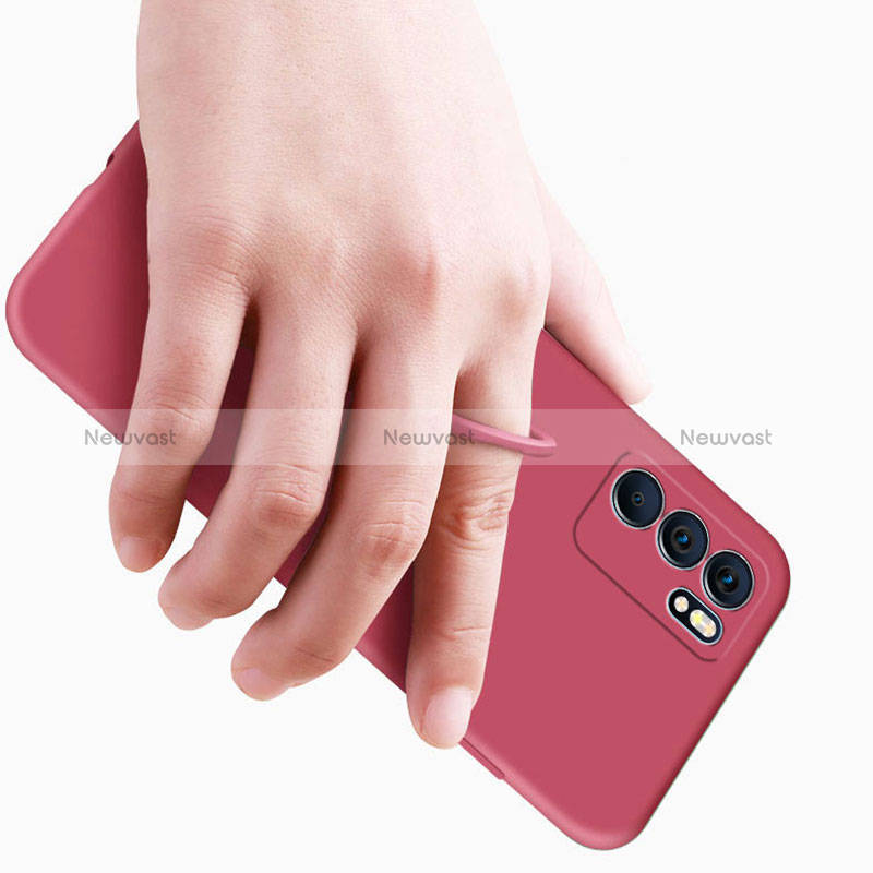 Ultra-thin Silicone Gel Soft Case Cover with Magnetic Finger Ring Stand for Oppo Reno6 Pro 5G