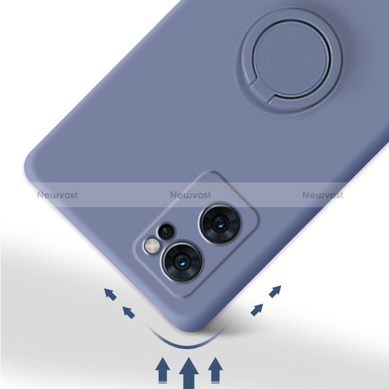 Ultra-thin Silicone Gel Soft Case Cover with Magnetic Finger Ring Stand for Oppo Reno6 Pro 5G India