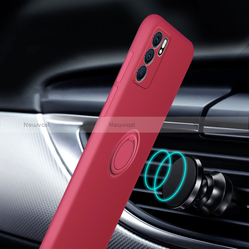 Ultra-thin Silicone Gel Soft Case Cover with Magnetic Finger Ring Stand for Oppo Reno6 Pro+ Plus 5G