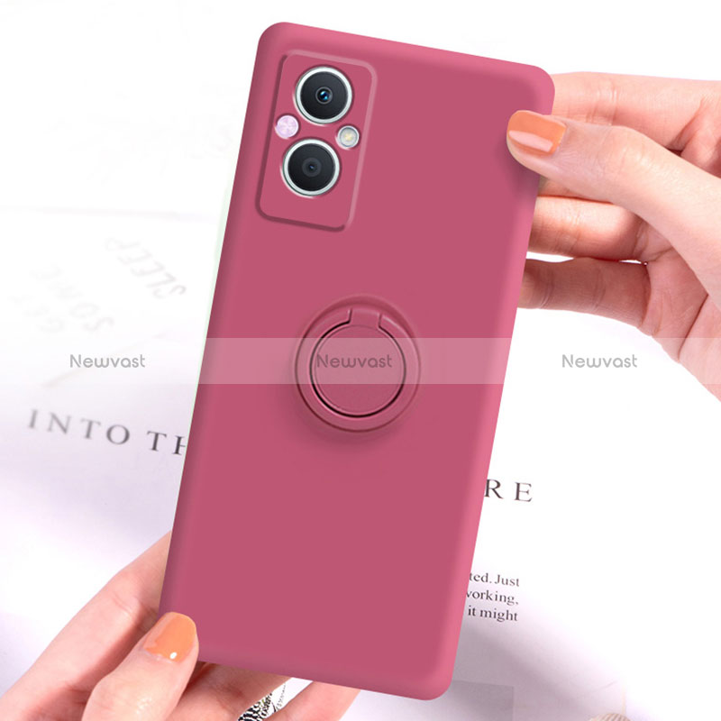 Ultra-thin Silicone Gel Soft Case Cover with Magnetic Finger Ring Stand for Oppo Reno7 Z 5G