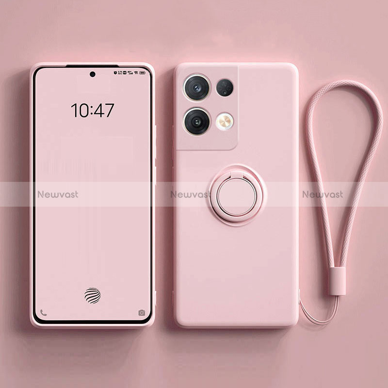 Ultra-thin Silicone Gel Soft Case Cover with Magnetic Finger Ring Stand for Oppo Reno8 Pro 5G