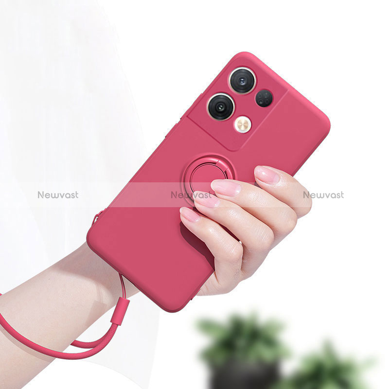 Ultra-thin Silicone Gel Soft Case Cover with Magnetic Finger Ring Stand for Oppo Reno8 Pro+ Plus 5G