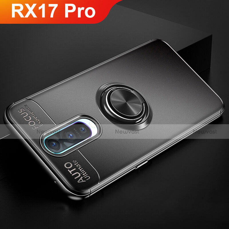 Ultra-thin Silicone Gel Soft Case Cover with Magnetic Finger Ring Stand for Oppo RX17 Pro Black