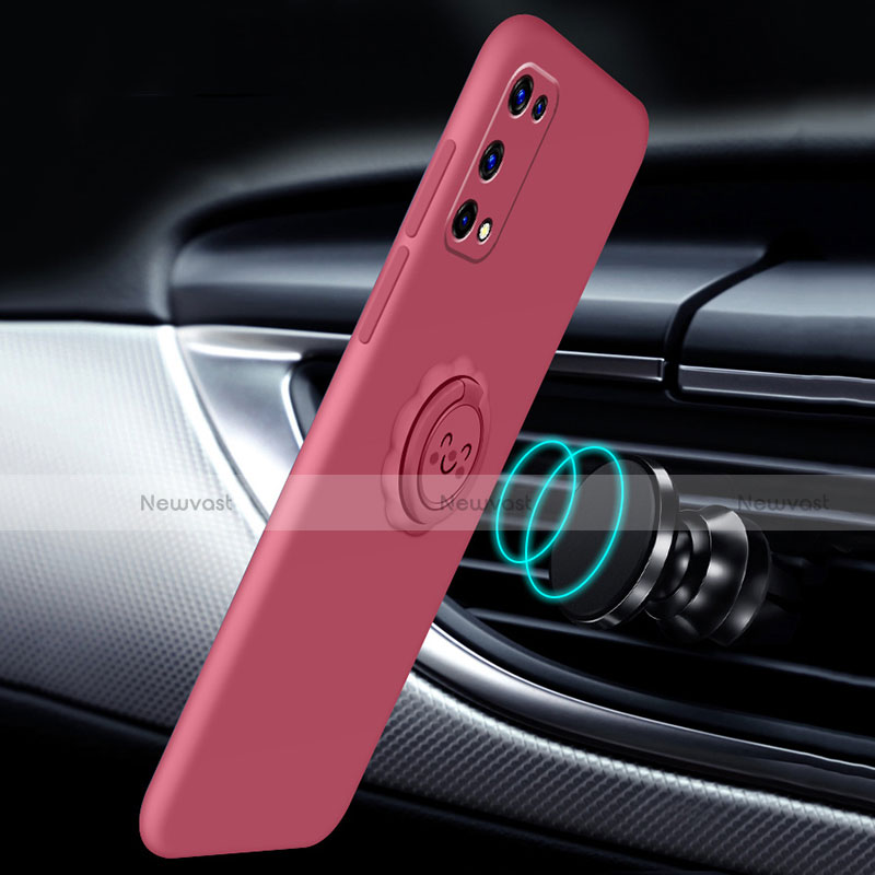 Ultra-thin Silicone Gel Soft Case Cover with Magnetic Finger Ring Stand for Realme Q2 Pro 5G