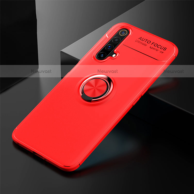 Ultra-thin Silicone Gel Soft Case Cover with Magnetic Finger Ring Stand for Realme X3 Red