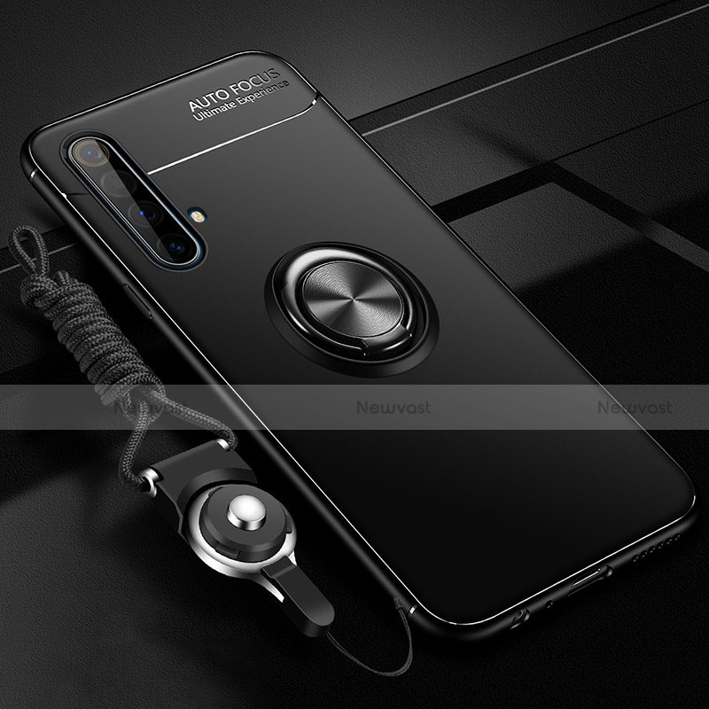 Ultra-thin Silicone Gel Soft Case Cover with Magnetic Finger Ring Stand for Realme X50t 5G Black