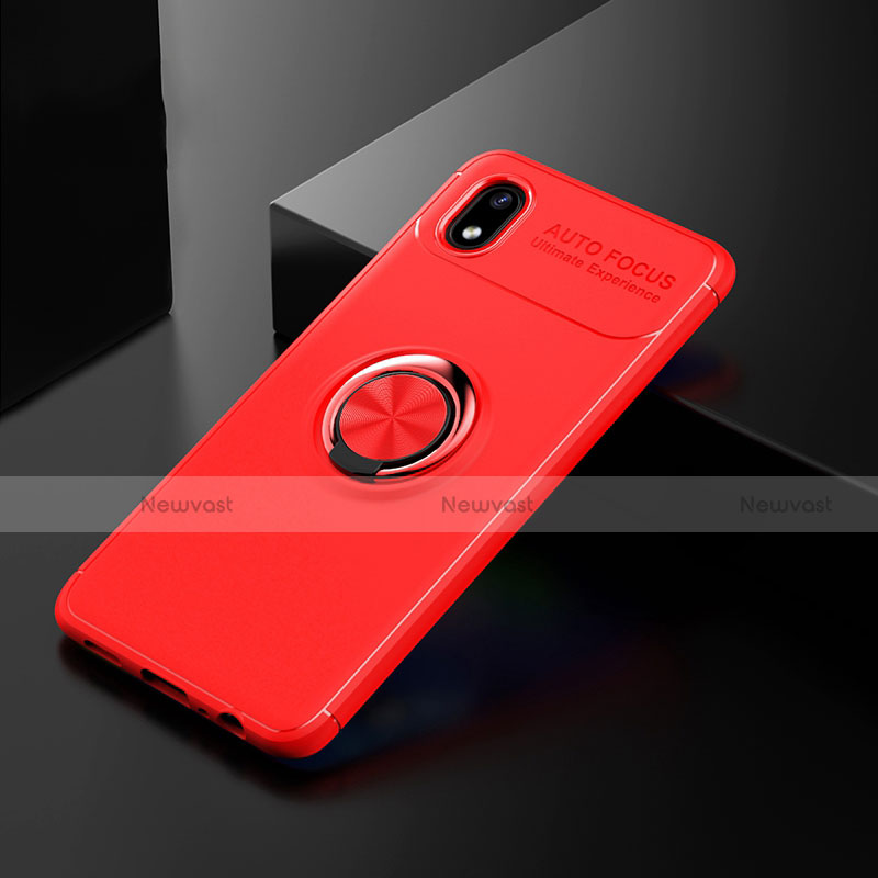 Ultra-thin Silicone Gel Soft Case Cover with Magnetic Finger Ring Stand for Samsung Galaxy A01 Core Red