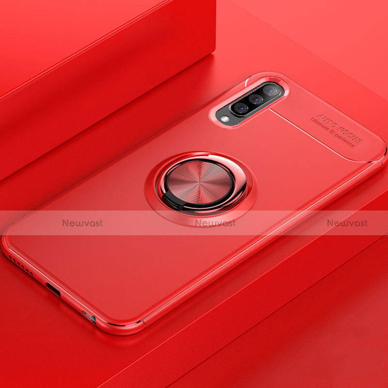 Ultra-thin Silicone Gel Soft Case Cover with Magnetic Finger Ring Stand for Samsung Galaxy A70 Red