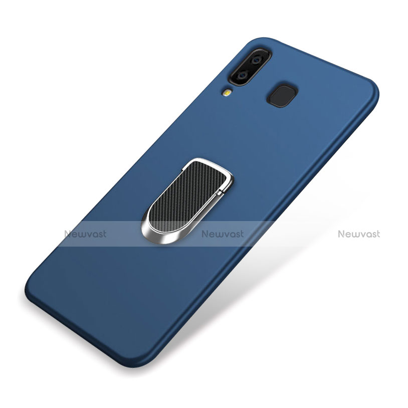 Ultra-thin Silicone Gel Soft Case Cover with Magnetic Finger Ring Stand for Samsung Galaxy A8 Star Blue