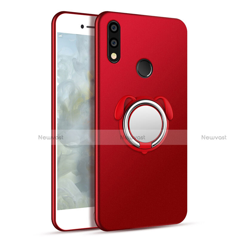 Ultra-thin Silicone Gel Soft Case Cover with Magnetic Finger Ring Stand for Samsung Galaxy A8s SM-G8870 Red