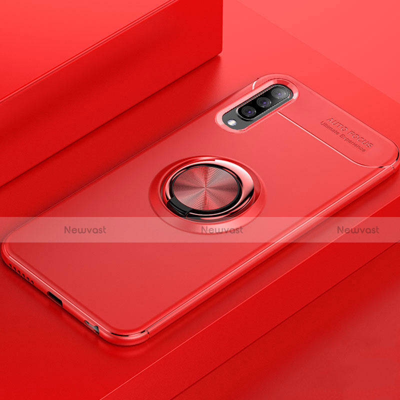 Ultra-thin Silicone Gel Soft Case Cover with Magnetic Finger Ring Stand for Samsung Galaxy A90 5G Red