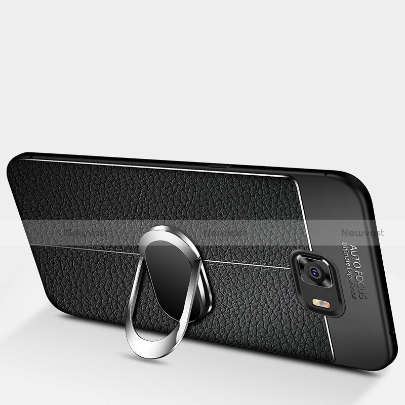 Ultra-thin Silicone Gel Soft Case Cover with Magnetic Finger Ring Stand for Samsung Galaxy C9 Pro C9000