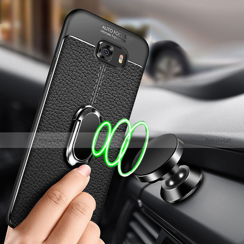 Ultra-thin Silicone Gel Soft Case Cover with Magnetic Finger Ring Stand for Samsung Galaxy C9 Pro C9000