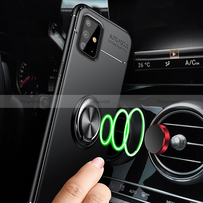 Ultra-thin Silicone Gel Soft Case Cover with Magnetic Finger Ring Stand for Samsung Galaxy M40S