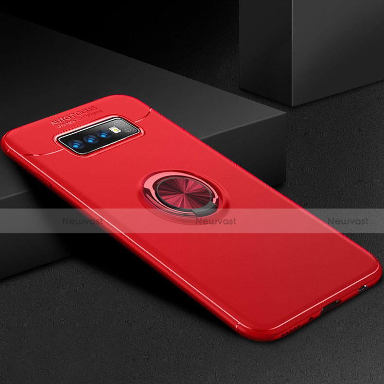 Ultra-thin Silicone Gel Soft Case Cover with Magnetic Finger Ring Stand for Samsung Galaxy S10 5G Red