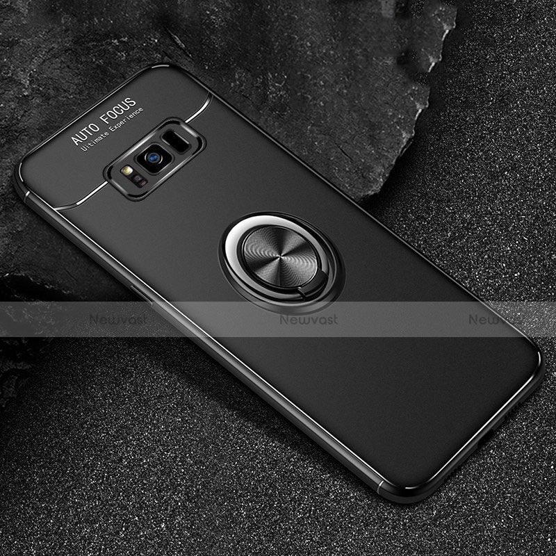 Ultra-thin Silicone Gel Soft Case Cover with Magnetic Finger Ring Stand for Samsung Galaxy S8 Plus