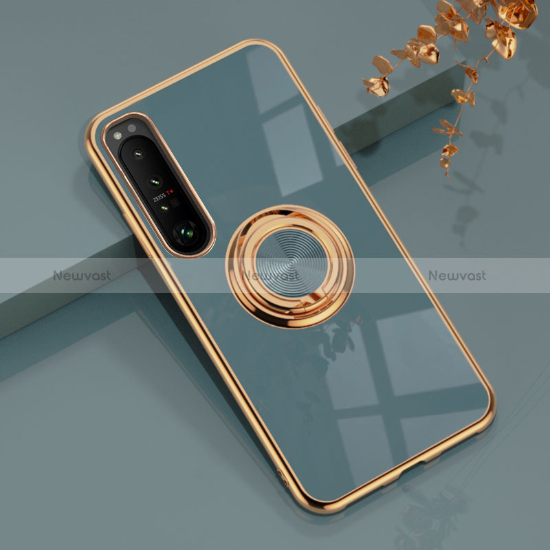 Ultra-thin Silicone Gel Soft Case Cover with Magnetic Finger Ring Stand for Sony Xperia 10 III Lite