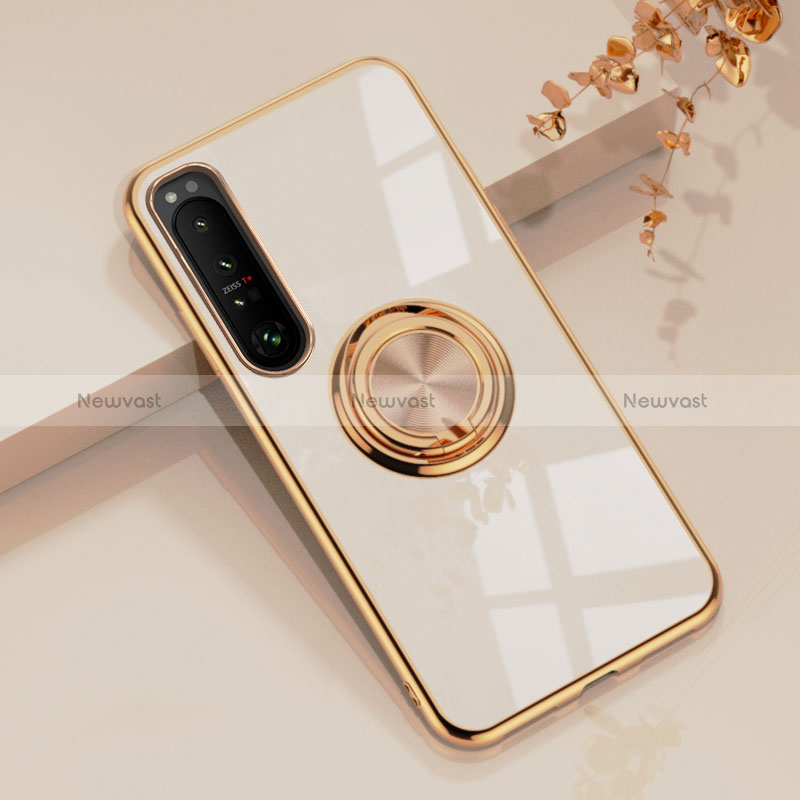 Ultra-thin Silicone Gel Soft Case Cover with Magnetic Finger Ring Stand for Sony Xperia 10 III Lite White