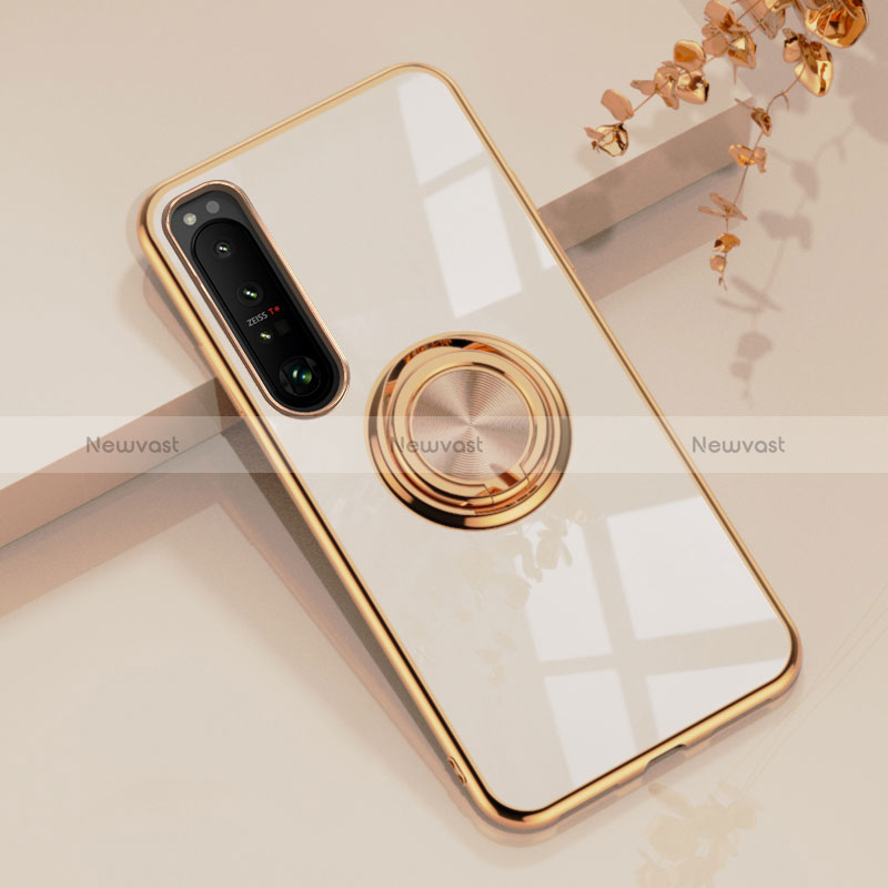 Ultra-thin Silicone Gel Soft Case Cover with Magnetic Finger Ring Stand for Sony Xperia 10 III SO-52B