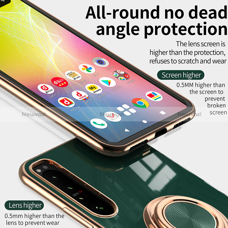 Ultra-thin Silicone Gel Soft Case Cover with Magnetic Finger Ring Stand for Sony Xperia 10 III SO-52B