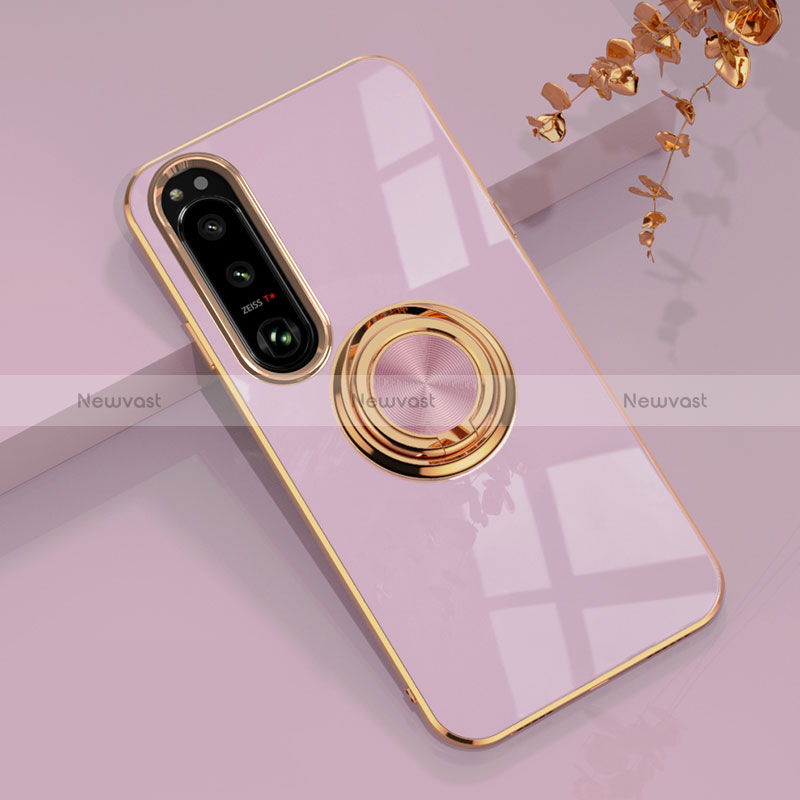 Ultra-thin Silicone Gel Soft Case Cover with Magnetic Finger Ring Stand for Sony Xperia 10 IV SO-52C