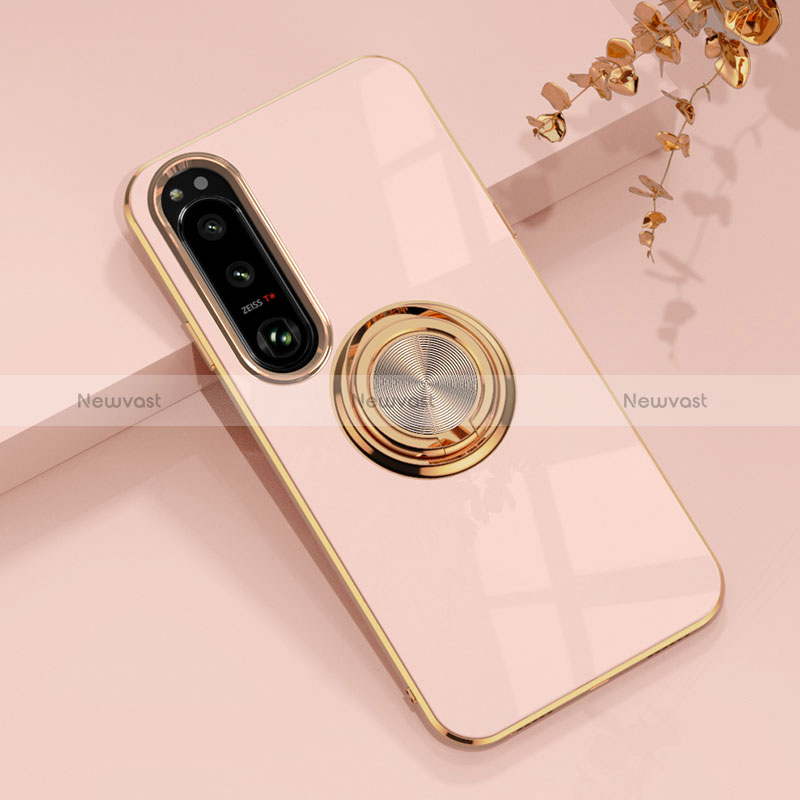 Ultra-thin Silicone Gel Soft Case Cover with Magnetic Finger Ring Stand for Sony Xperia 10 IV SOG07