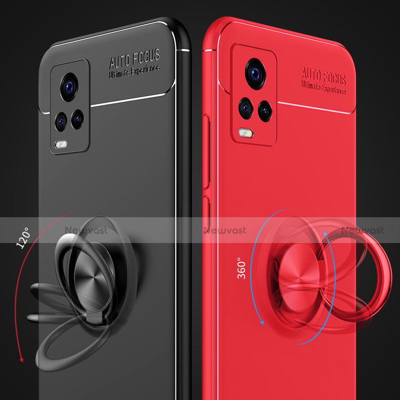 Ultra-thin Silicone Gel Soft Case Cover with Magnetic Finger Ring Stand for Vivo V20 Pro 5G