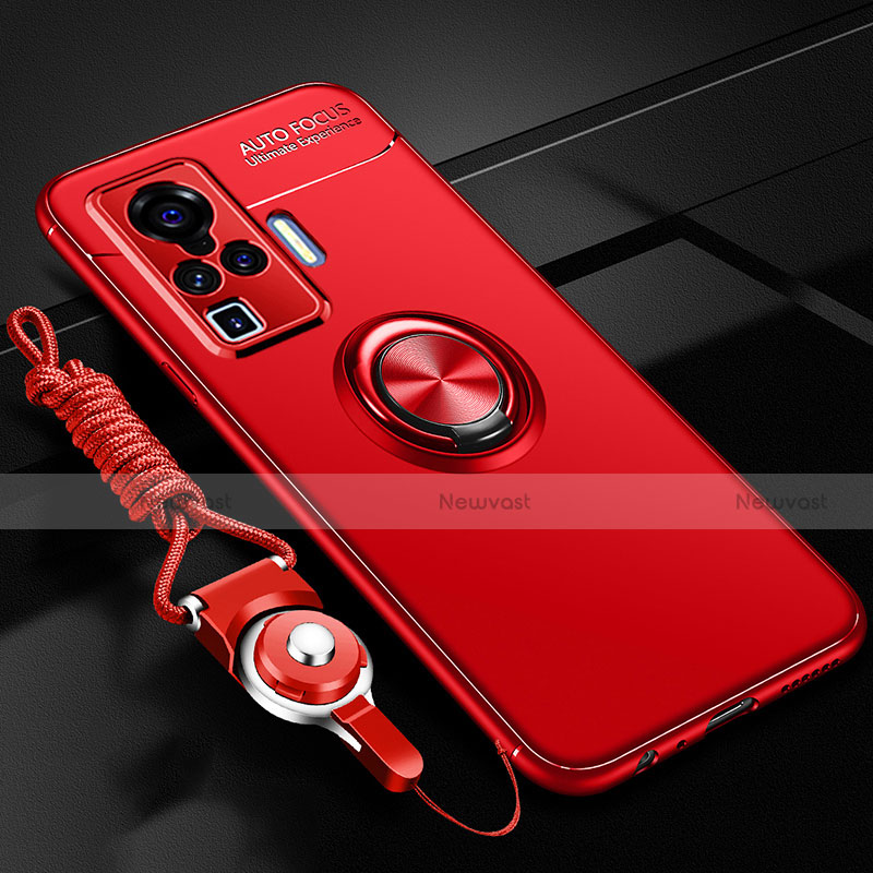 Ultra-thin Silicone Gel Soft Case Cover with Magnetic Finger Ring Stand for Vivo X50 Pro 5G