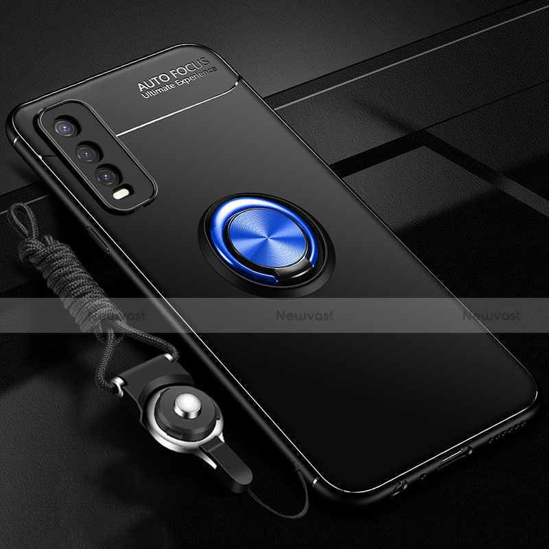 Ultra-thin Silicone Gel Soft Case Cover with Magnetic Finger Ring Stand for Vivo Y11s